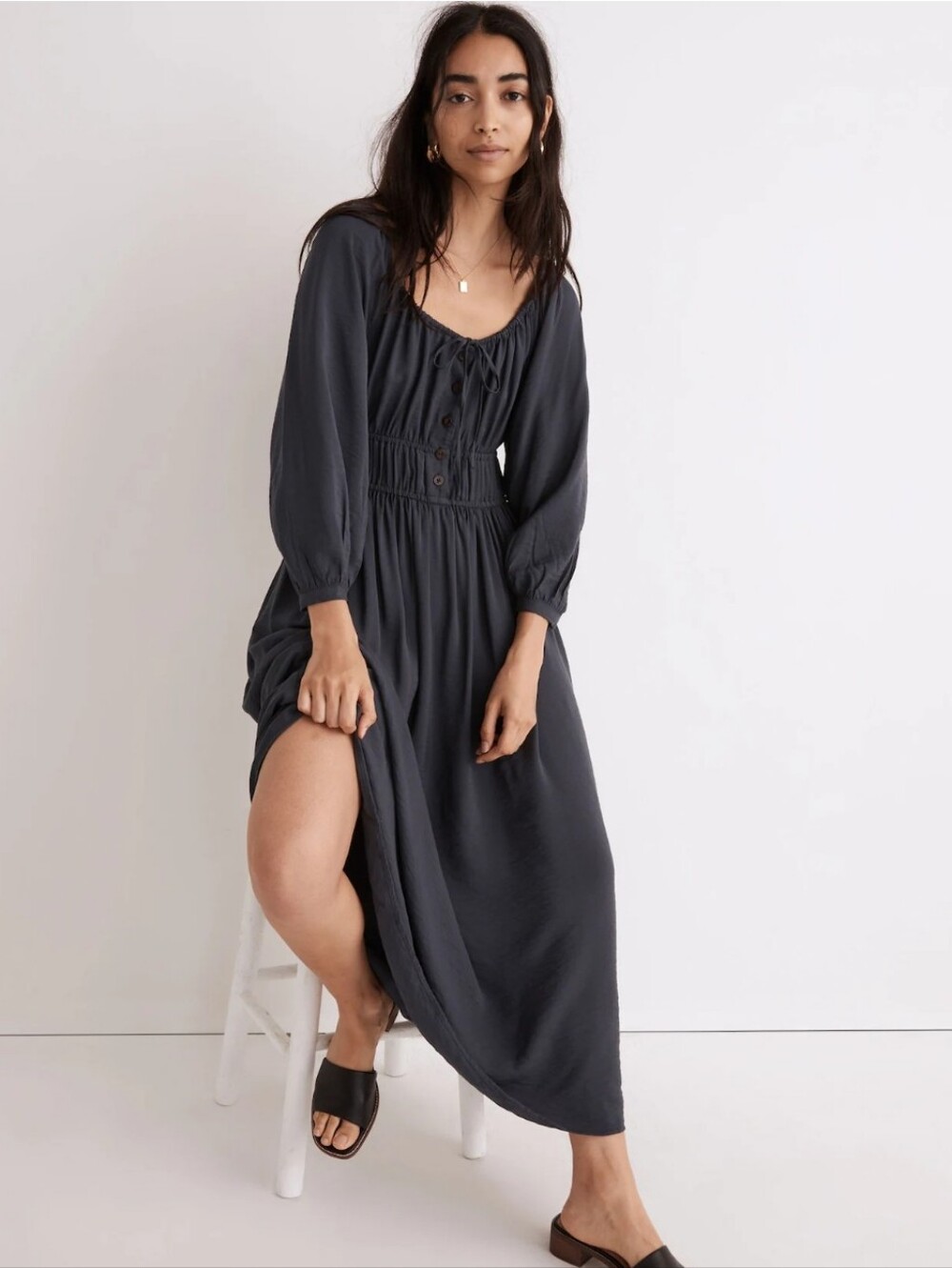 Madewell Navy Twill Sophia Dress XS